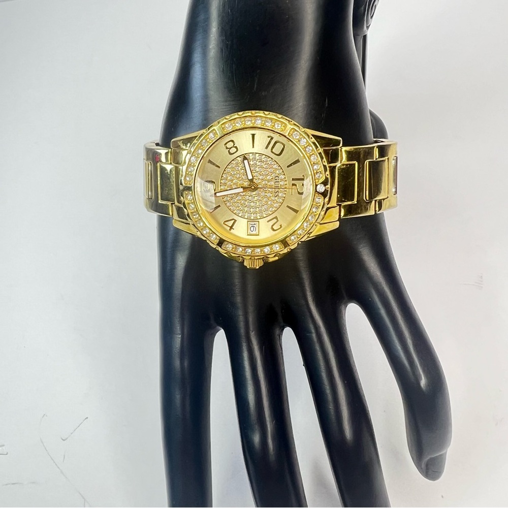 GUESS Gold Stainless Steel Women’s Watch with Crystal Accents